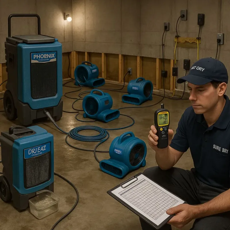 Structural Drying and Dehumidification process in Gideon, MO